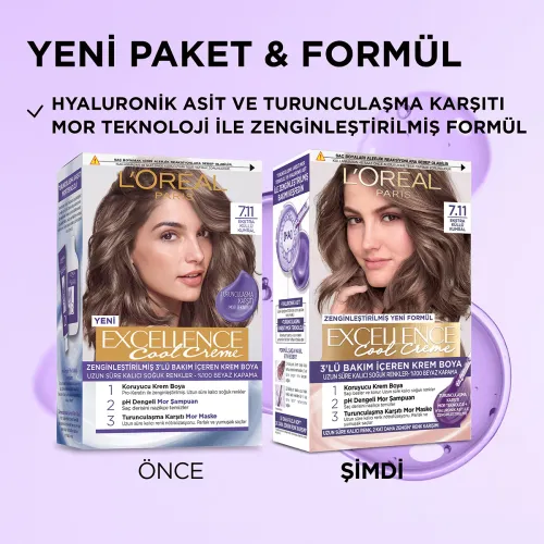 L'Oreal Paris Excellence Saç Boyası Ekstra Küllü Kumral 7.11